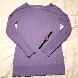 Xs Ann Taylor loft purple sweater hints of blue and pink texture sleeves